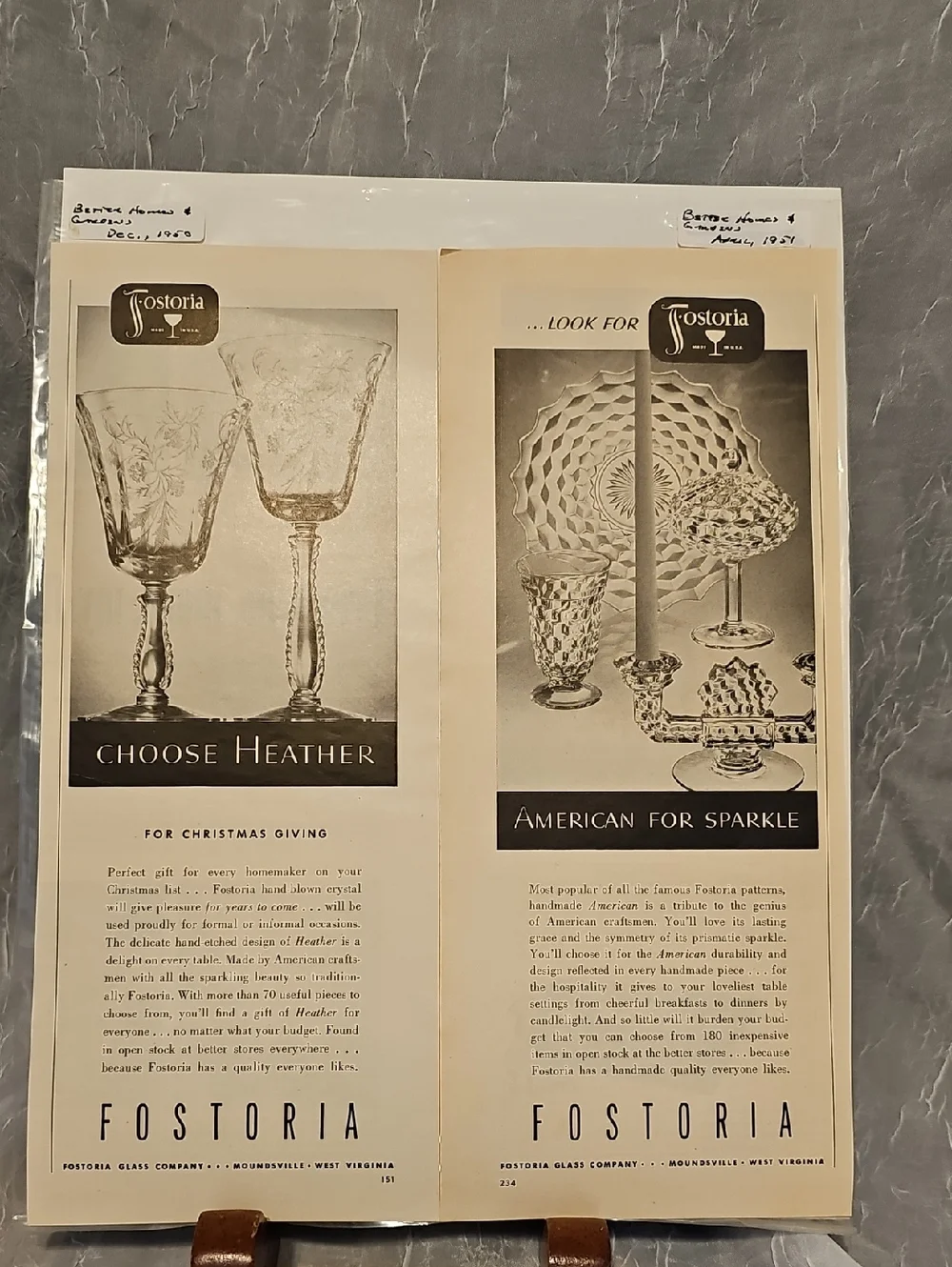 Fostoria Glass Advertising Print - Heather and American for Sparkle